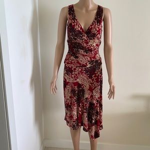 NWOT Cache Red and Cream Asymmetrical Sleeveless Dress